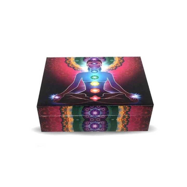 caixa madeira 7 chakras – 15cm x 10cm
