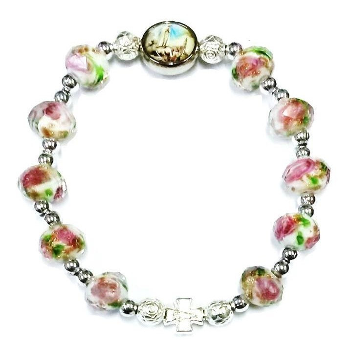 pulsera fátima cuentas vidrio – blanca