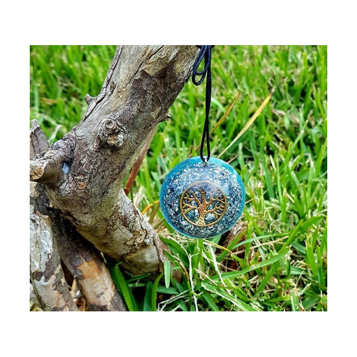 ORGONITE - PENDENTE COM COLAR - ÁRVORE DA VIDA AZUL