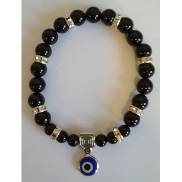 Pulsera Turmalina Negra y Ojo de Turquía