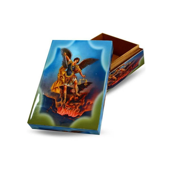 Boîte en Bois Arc Ange Michel 15x10cm