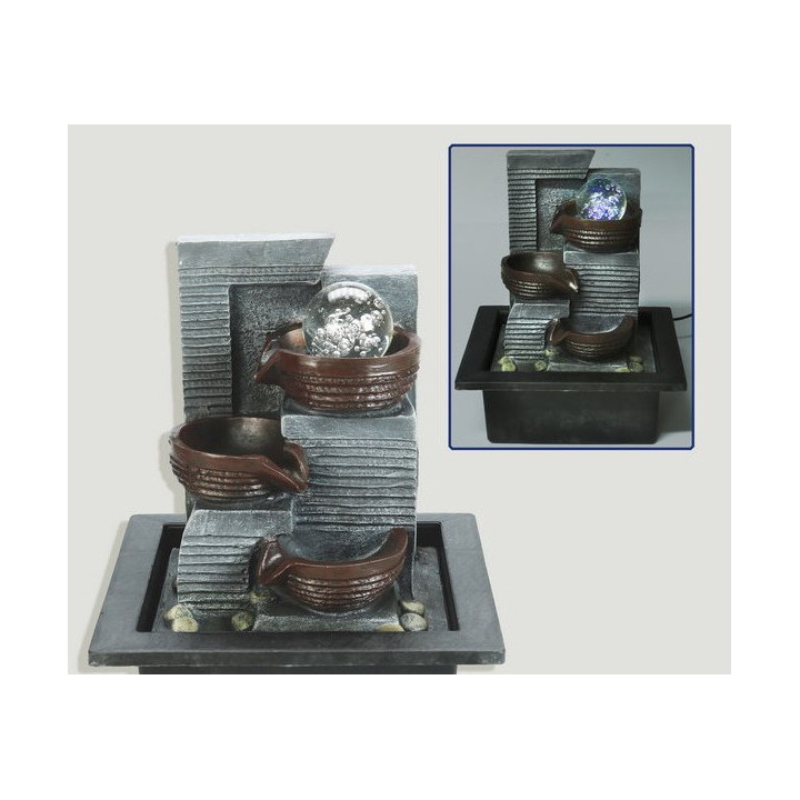 Fuente Torre Plateada con Bola - Resina