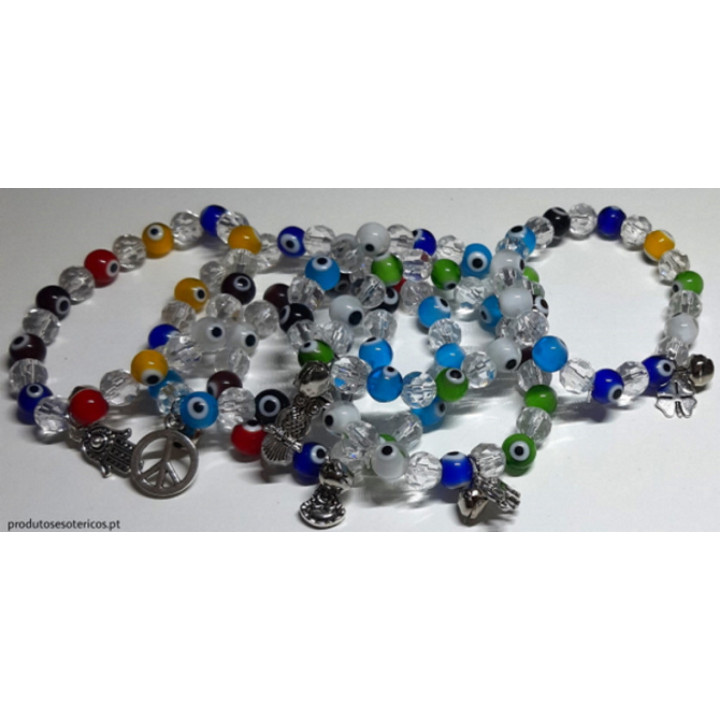 Bracelet Œil de Turquie Coloré 2 C/Amulette