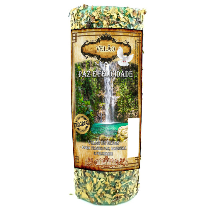 Velão Paz e Felicidade - vela de ervas