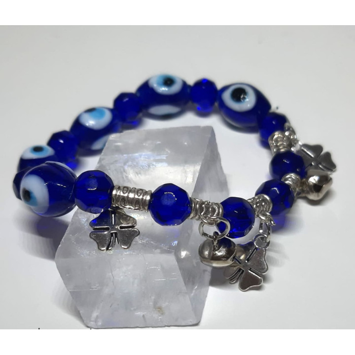 Armreif Türkisches Auge - 3 vierblättrige Kleeblätter