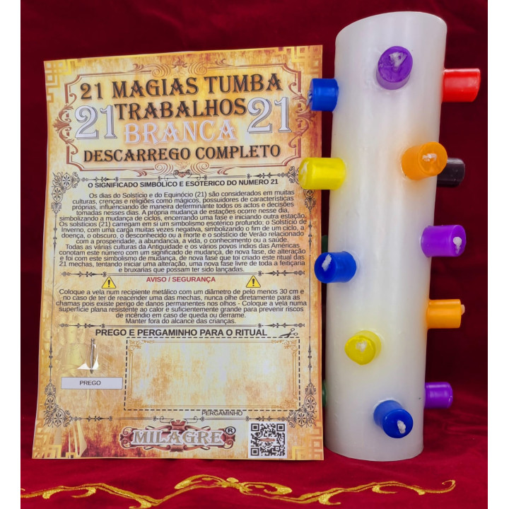 gros cierge de 21 magies blanc – décharge complète - cierge