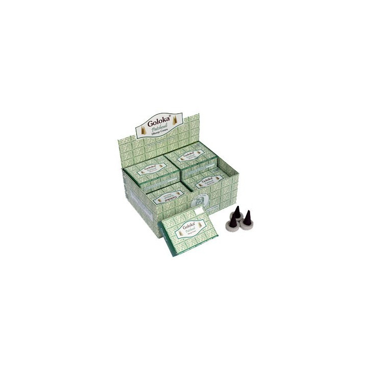 incienso conos goloka patchouli – caja de 12